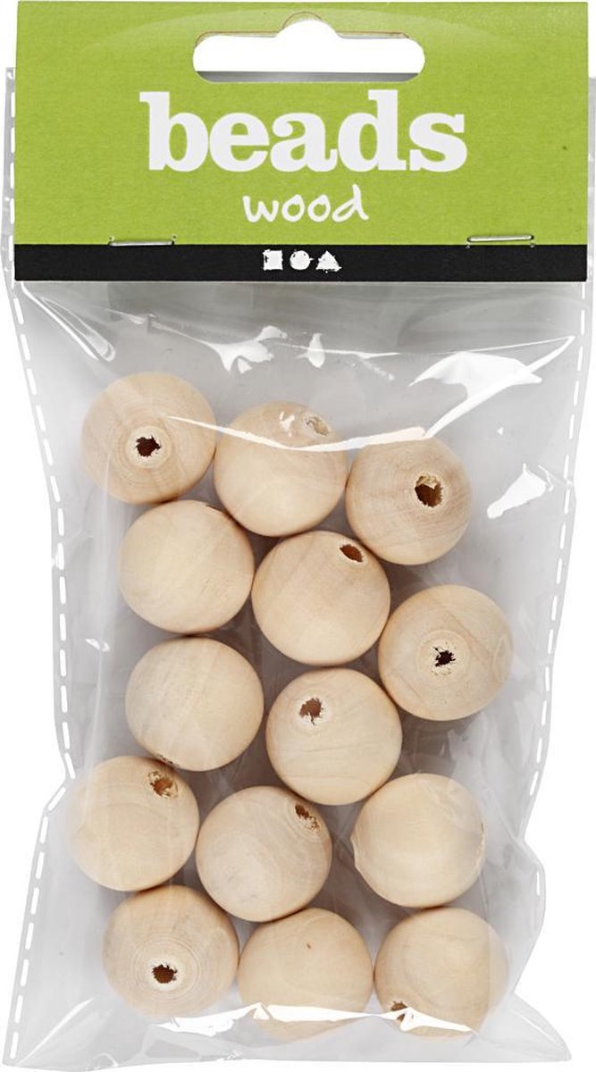 Wooden Bead. 20 mm. 4 mm. grass wood. 14 pc