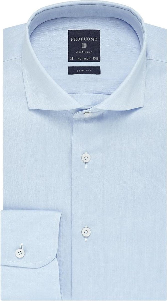 Profuomo Strijkvrij Overhemd Slim Fit Licht Blauw (PP0H0A002)N