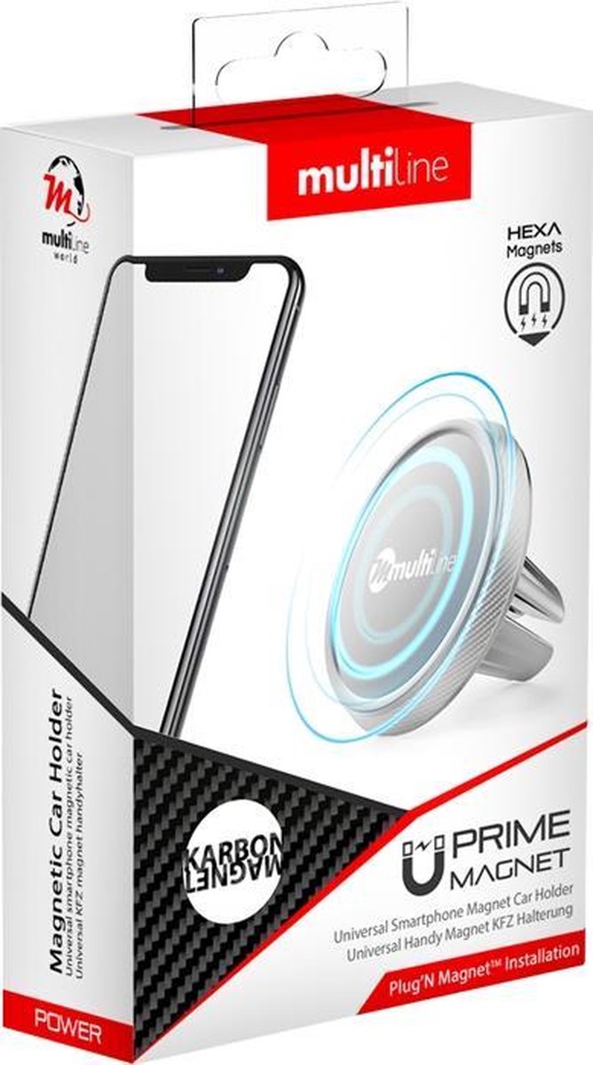 Multiline Prime Magnetische Telefoon Houder voor Auto - Karbon Grey