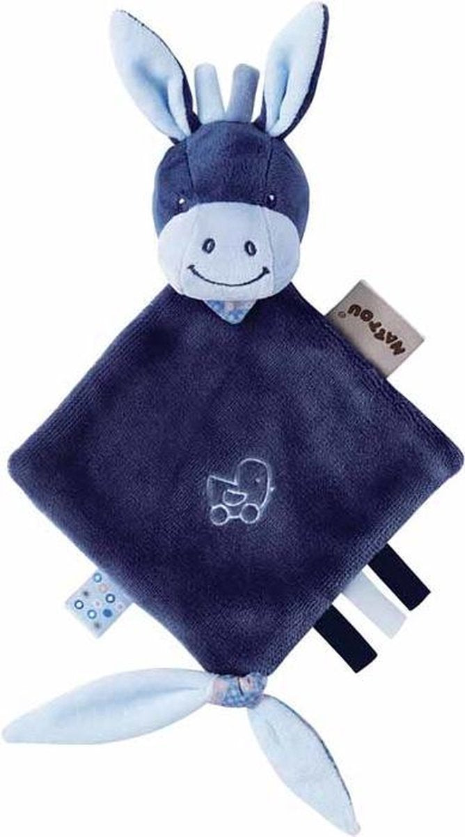 Nattou Ezel Alex - Knuffeldoekje - Doudou - 25 x 20 cm - Fopspeenbevestiging