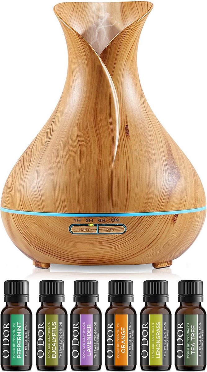 O'dor® Cadeau Set - Aroma Diffuser met Extra 6 flesjes Etherische Olie