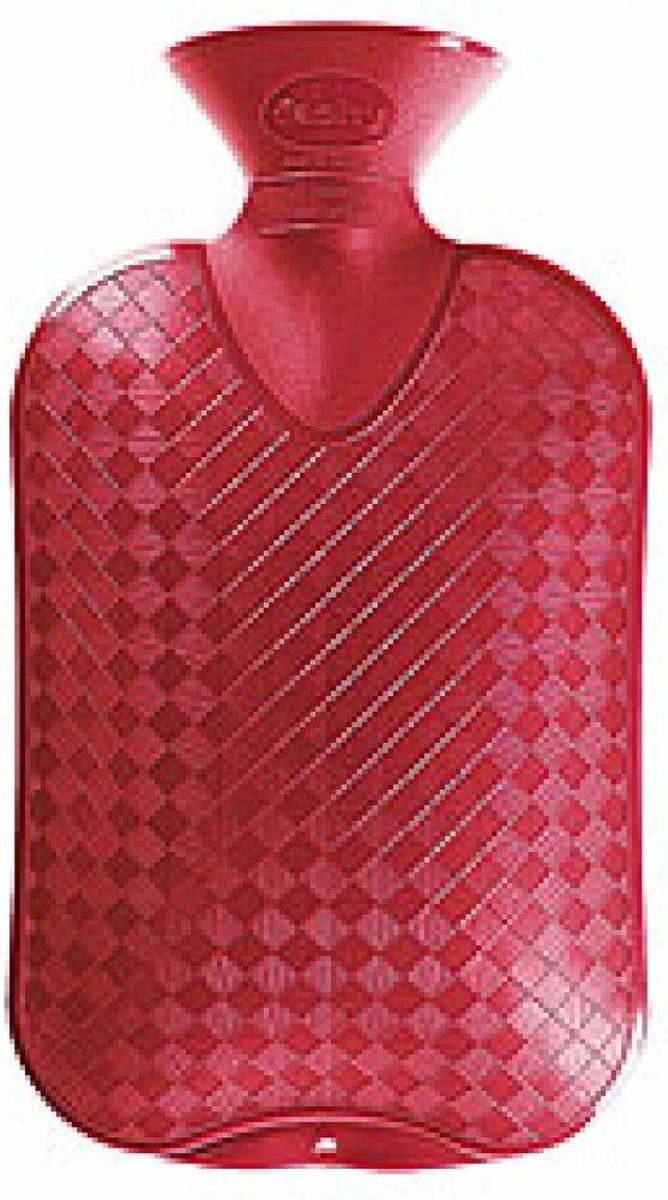 Fashy warm water kruik - enkelzijdig geribbeld - cranberry kleur - 2 liter