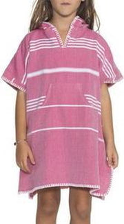 Kids Zwemponcho Leyla Fuchsia - Leeftijd 4-5 jaar - jongens/meisjes/unisex pasvorm - poncho handdoek voor kinderen met capuchon - zwemponcho - badcape