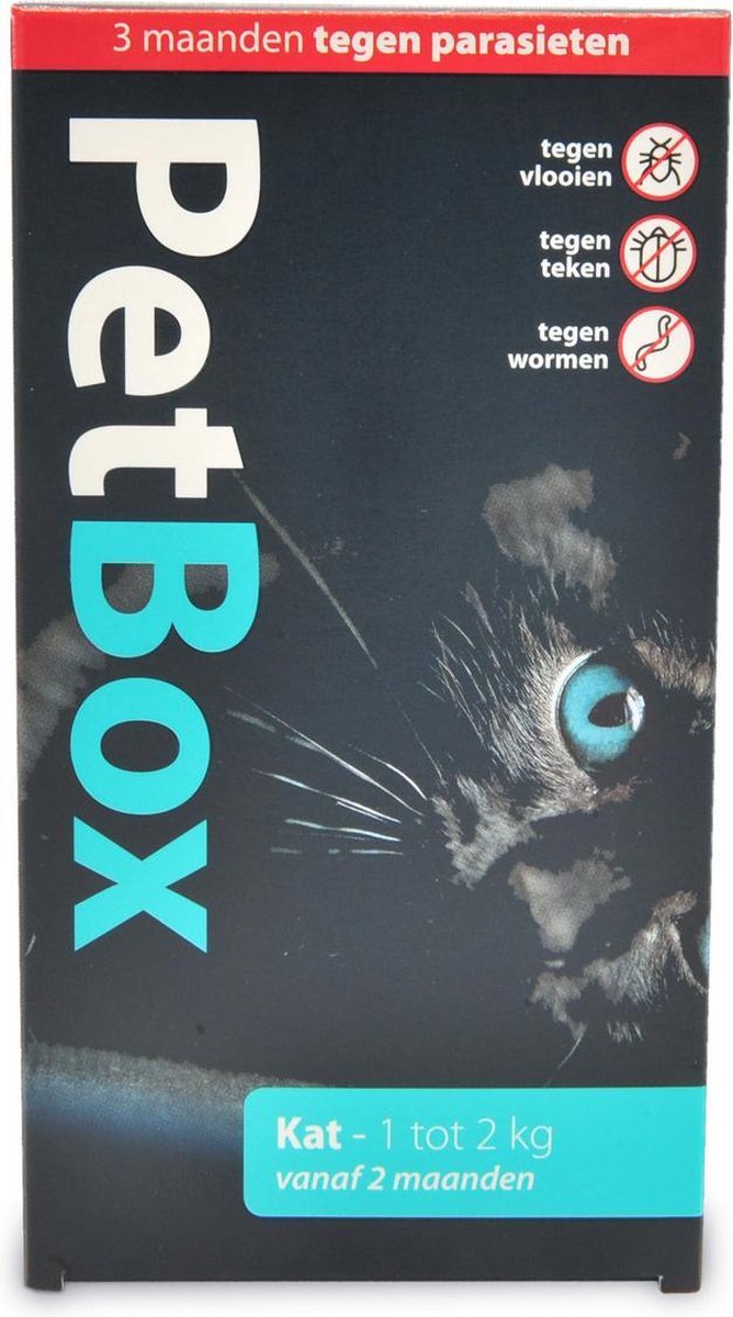 Petbox Kat Vlo. Teek & Worm - Anti - Vlo - Teek - Worm - 1-2 Kg Small
