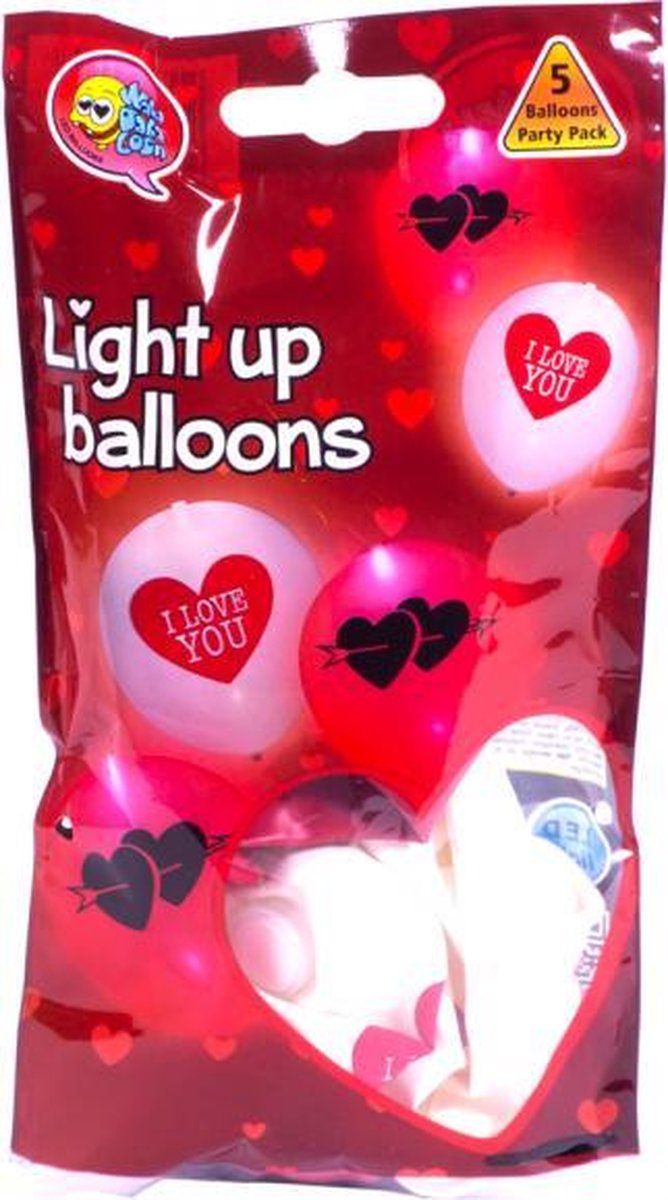 Hartjes Led Ballonnen I Love You 30cm 5 stuks