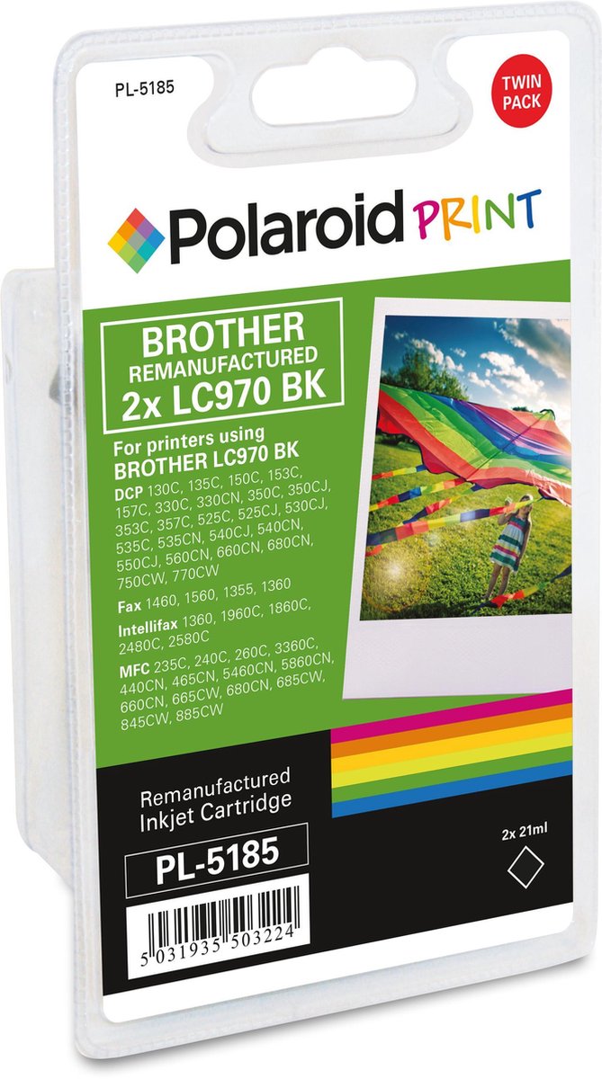 Polaroid inkt voor Brother LC970BK  2X Black