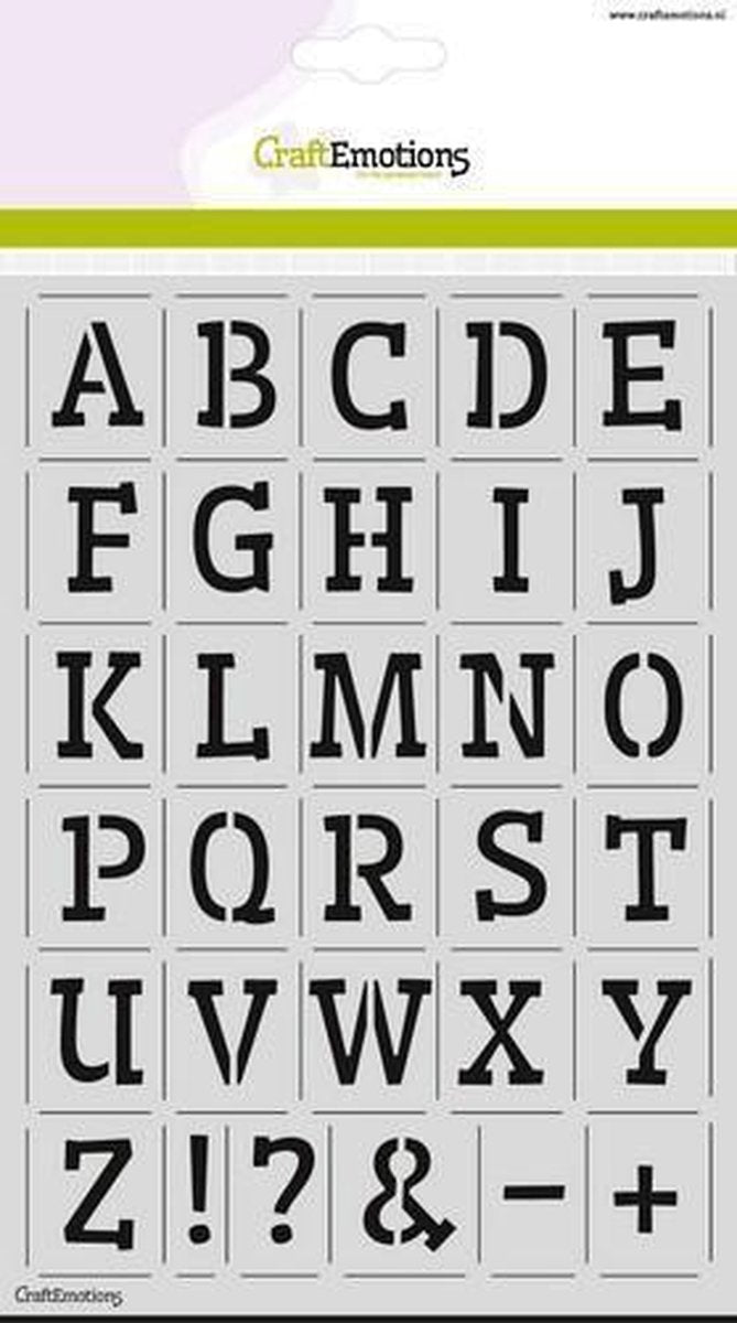 CraftEmotions stencil - alfabet CraftEmotions A5 - H=27 milimeter