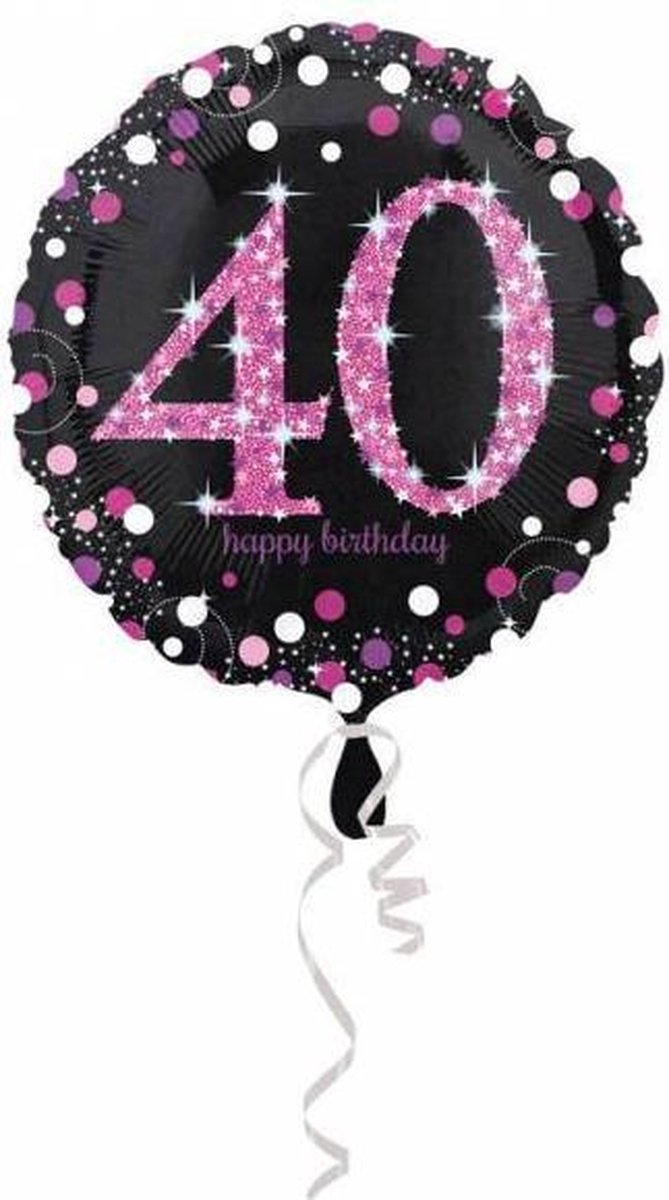 Helium Ballon 40 Jaar Roze 43cm leeg