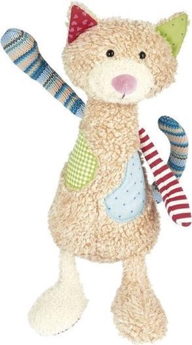 Pluche patchwork kat/poes knuffel 30 cm