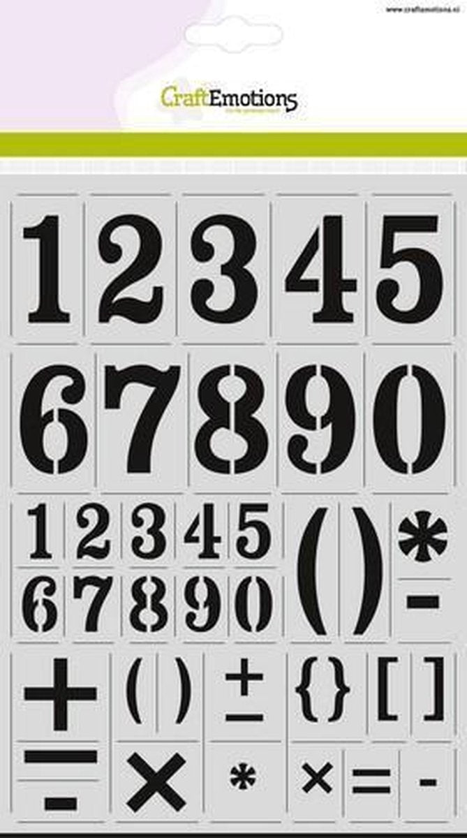 CraftEmotions stencil - cijfers vintage A4 - H=56 milimeter