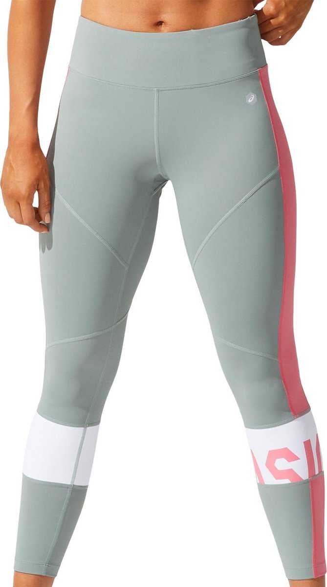 Asics Asics Colour Block Sportlegging - Maat S  - Vrouwen - grijs/groen - roze - wit