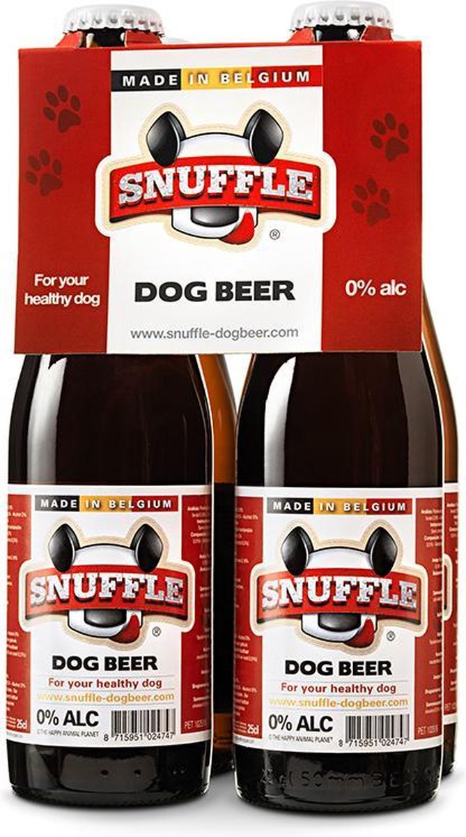 Snuffle Hondenbier 4-Pack Mixed Smaak (Rund + Kip)