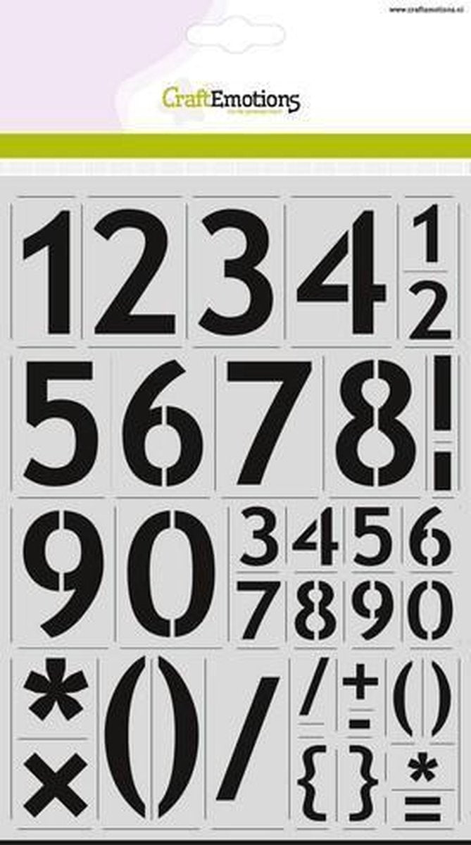 CraftEmotions stencil - cijfers basic A4 - H=57 milimeter