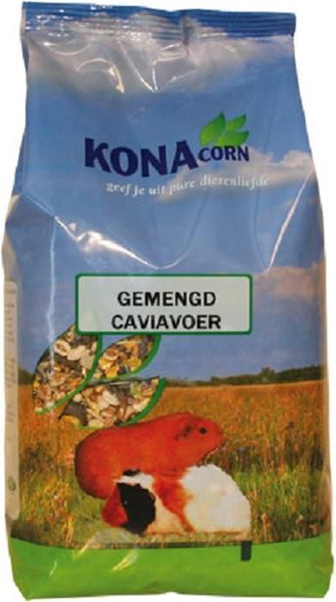 Gemengd caviavoer Konacorn 1.8 kg. + Houtvezel 3.5 kg. + KonaCorn Hooi 2.5kg.