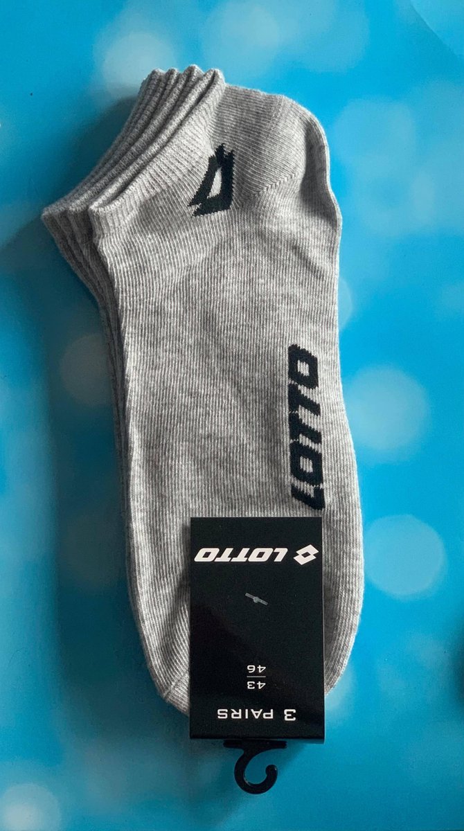 Lotto Sneaker Sokken - sport sokken - korten sokken - lotto sokken - grijs 3 Paar - Maat: 43/46