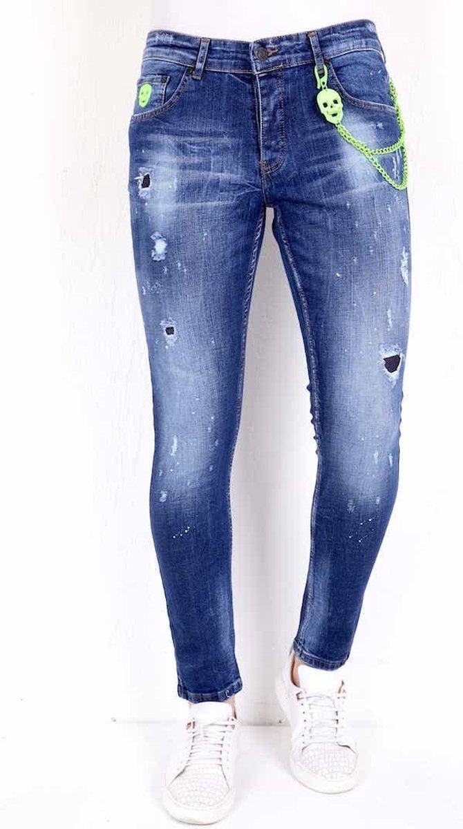 Local Fanatic Exclusive Broek met Gaten en Verfspatten - 1005 - Blauw - Maten: 30