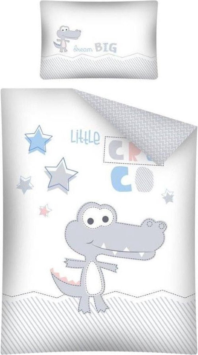 Baby Dekbedovertrek Little Croco grey