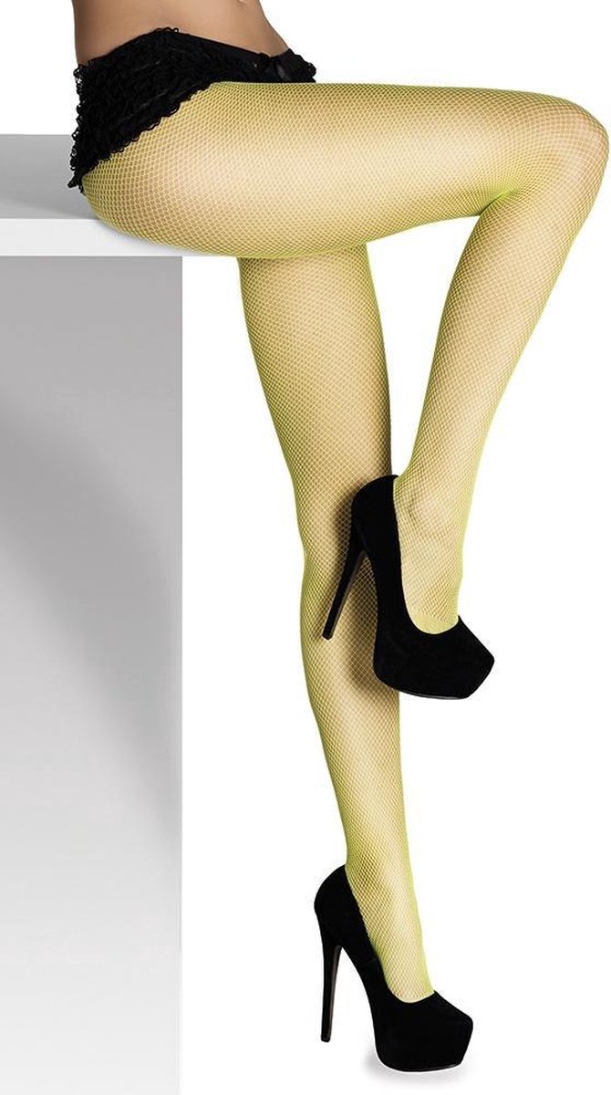 12 stuks: Panty Visnet - neon geel