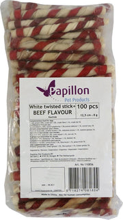 Rolsticks wit runderhuid  met beef smaak 100st 12½ cm