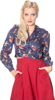 Banned Blouse -L- SPACE VAMP Blauw