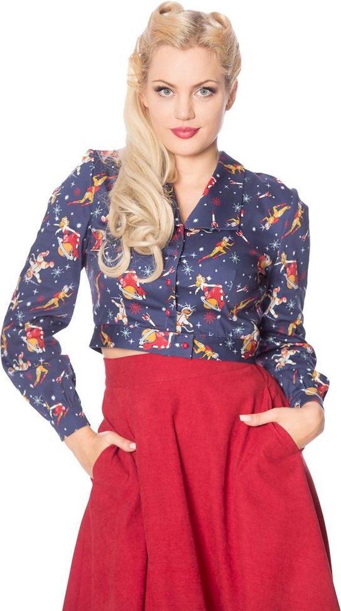 Banned Blouse -L- SPACE VAMP Blauw
