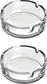 2x Stuks asbakken 11 cm transparant glas - binnen en buiten gebruik
