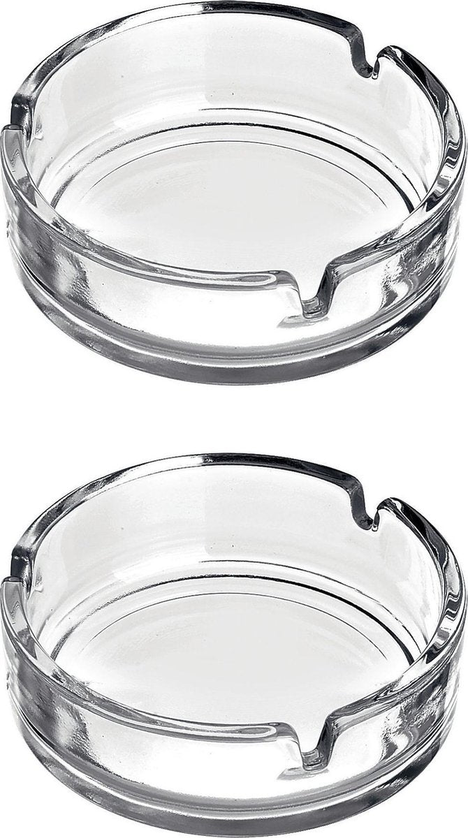 2x Stuks asbakken 11 cm transparant glas - binnen en buiten gebruik
