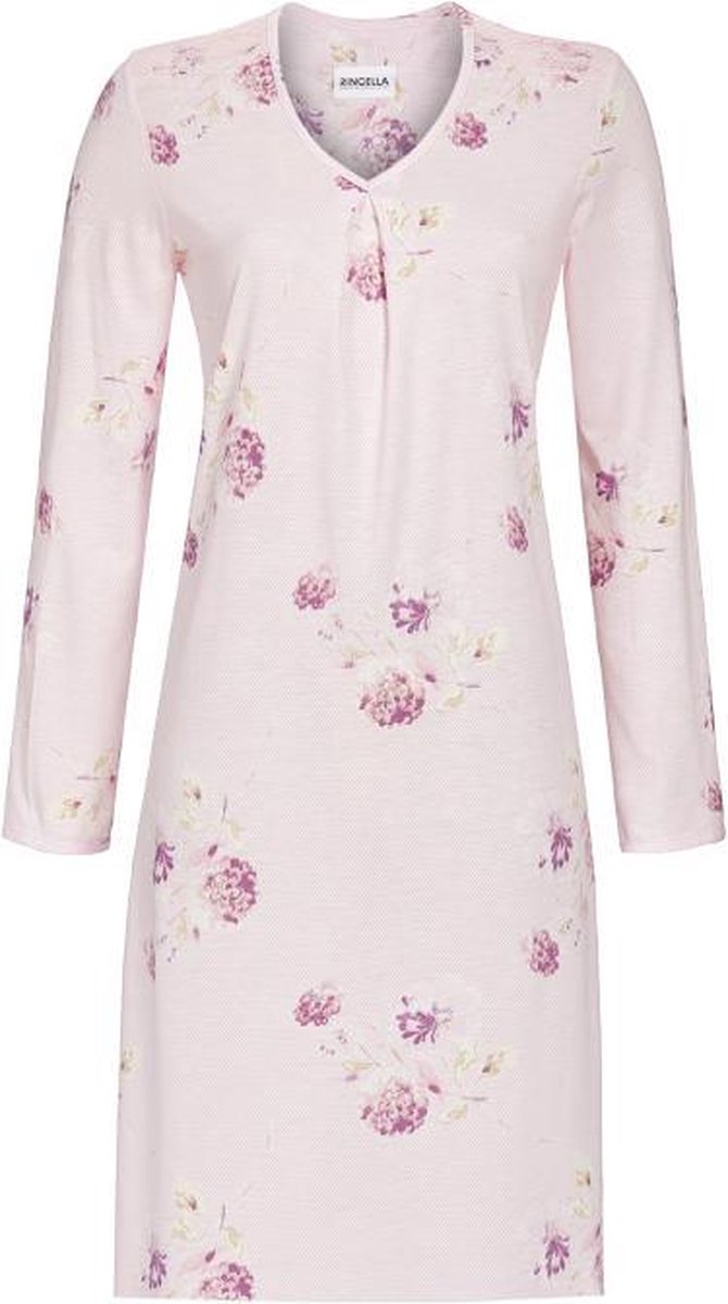 Nachthemd Ringella roze gebloemd v-hals