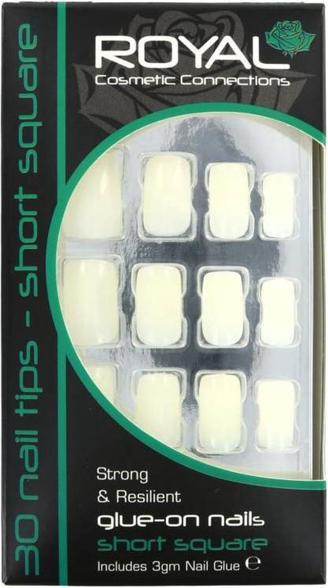 Royal 30 Short Square Glue-On (met nagellijm)
