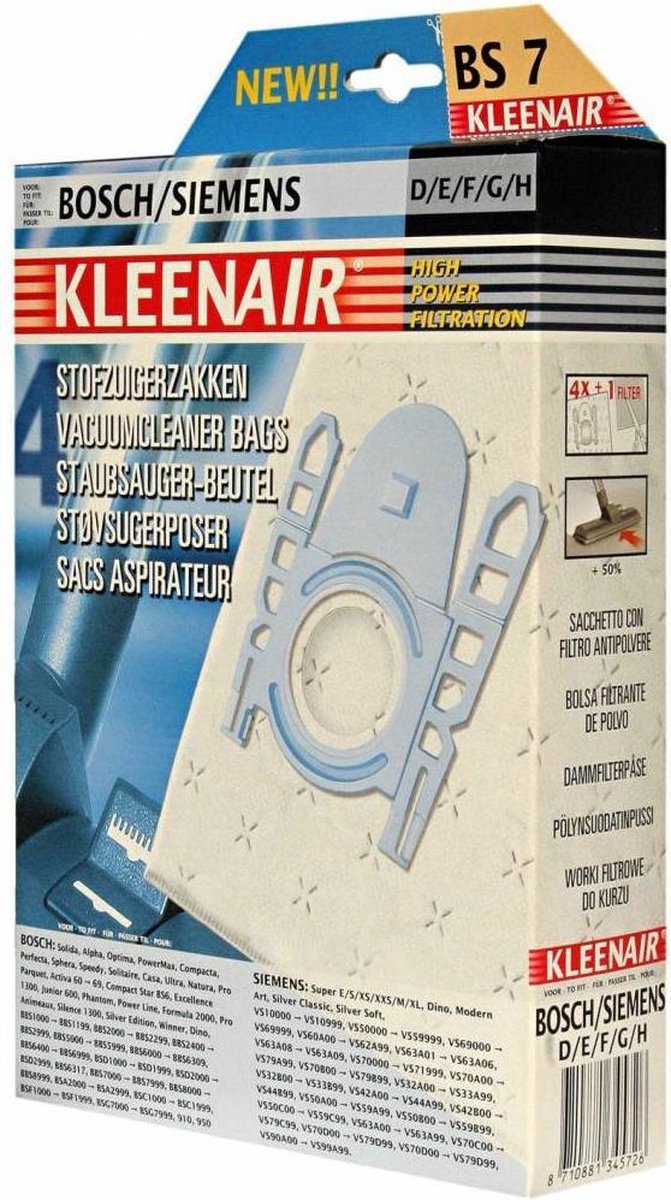 Kleenair BS 7 Bosch/Siemens stofzakken - 20 Stuks + 5 Filter