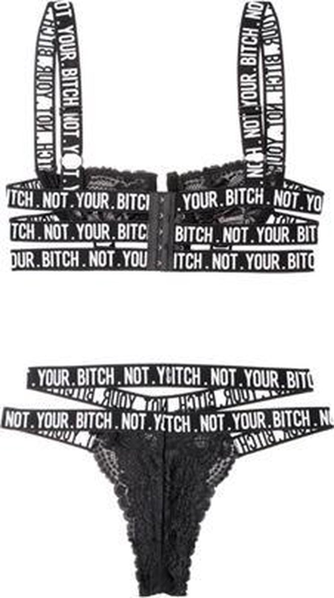 Kanten BH-Set Not Your Bitch - M/L - Zwart - Sexy Lingerie & Kleding - Lingerie Dames -  Dames Lingerie - BH-Sets