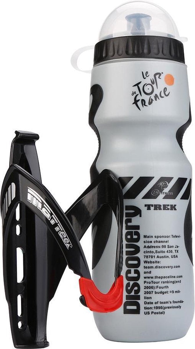 Bidon met bidonhouder - 650ml - Grijs - Mountainbike - Racefiets - Sportieve Water Drinkfles met houder