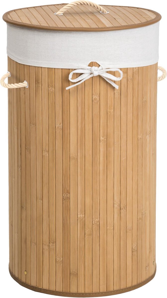 Tectake Wasmand incl. waszak - Bamboe - 57 l - Rond - Naturel