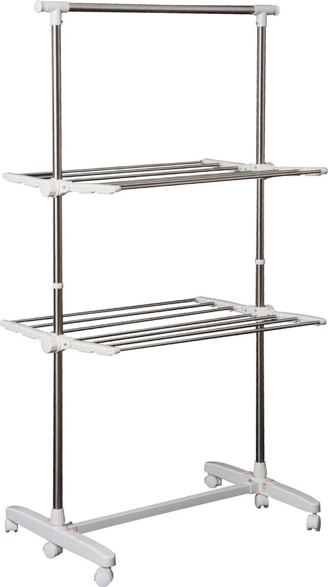 HOMCOM Droogrek met 2 niveaus 83-140 x 62 x 139cm