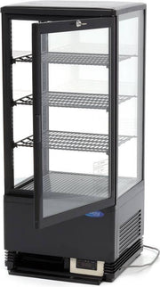 Koelvitrine 78 Liter - Zwart - Dubbel Glas - Deur met Slot - Digitale Temperatuur Control - Incl. 3 Roosters - Gekoelde Horeca Vitrine - Maxima