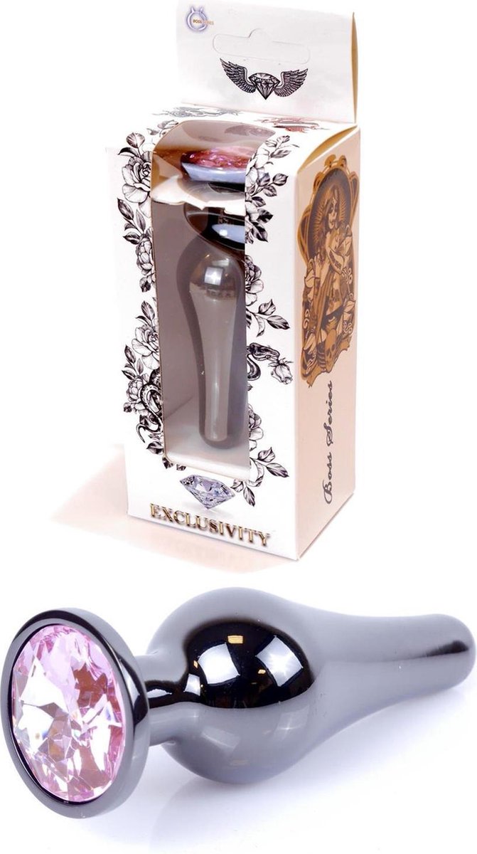 Bossoftoys - Buttplug - Donker zilver - anaal - Licht roze - 64-00054 - gave cadeaubox
