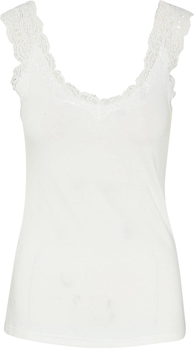 Cassis - Top in jersey met kantdetail - Ecru