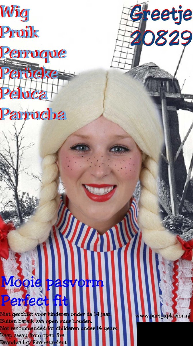 Carnavalspruik Pruik Greetje blond
