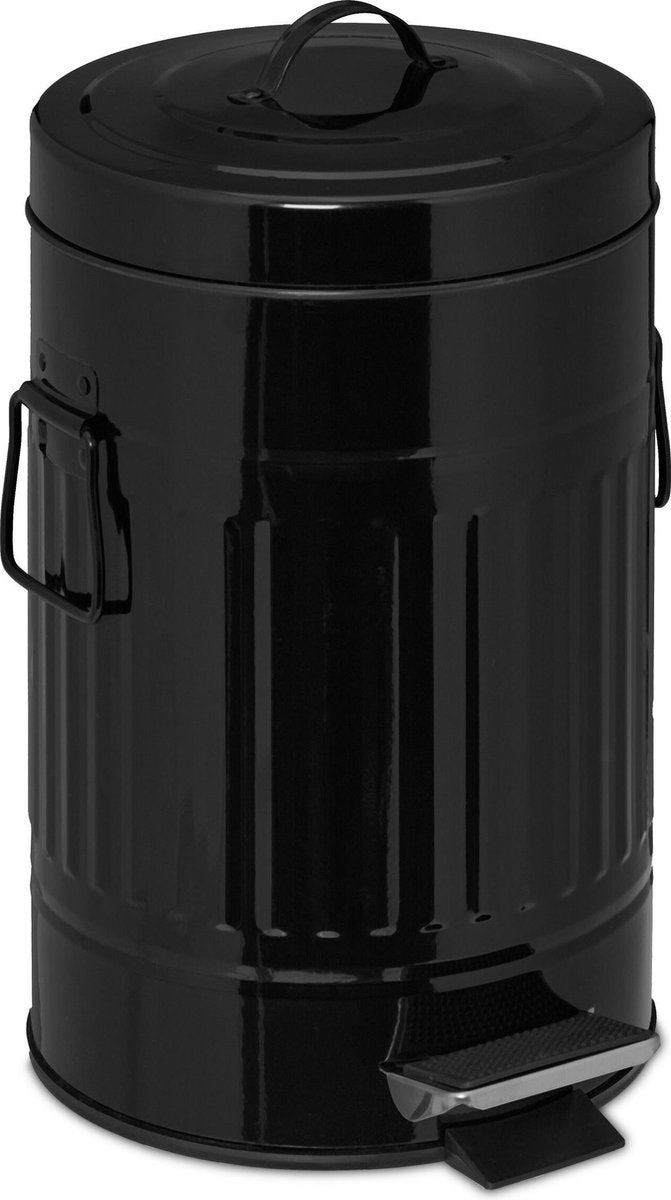relaxdays pedaalemmer 5 liter - softclose - badkamer prullenbak met deksel - vuilnisbak zwart