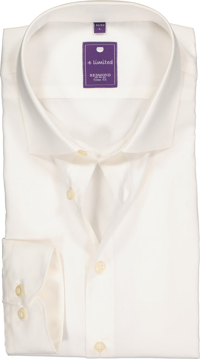 Redmond slim fit overhemd - beige - Strijkvriendelijk - Boordmaat: 39/40