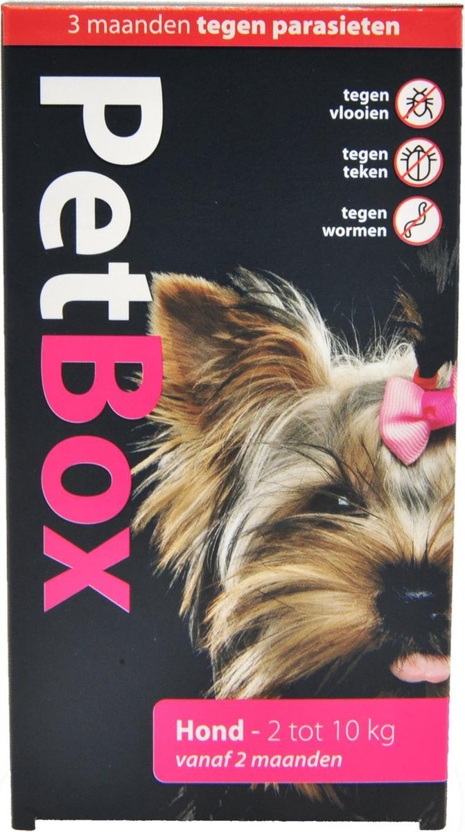 Petbox Hond Vlo. Teek & Worm - Anti vlo - teek- worm - Small 2-10 Kg