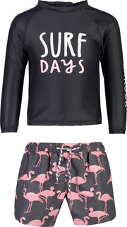 Snapper Rock - UV Zwemset voor baby's - Surf Days - Zwart/Roze - maat 80-86cm