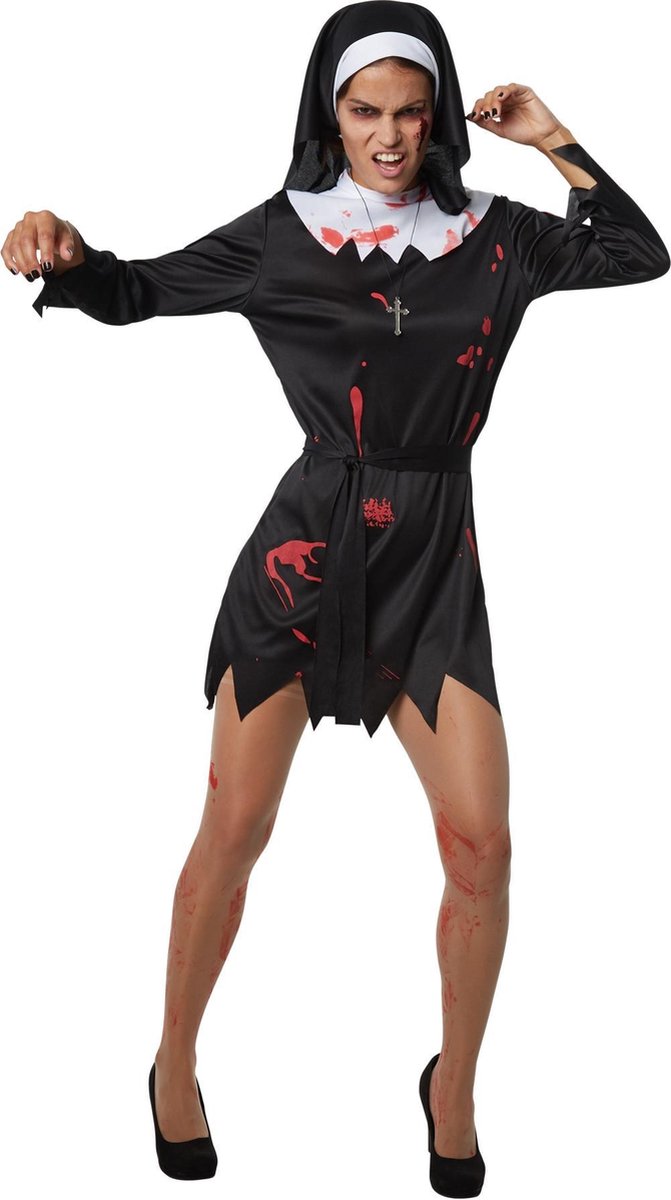 dressforfun - Griezelige non L  - verkleedkleding kostuum halloween verkleden feestkleding carnavalskleding carnaval feestkledij partykleding - 302257