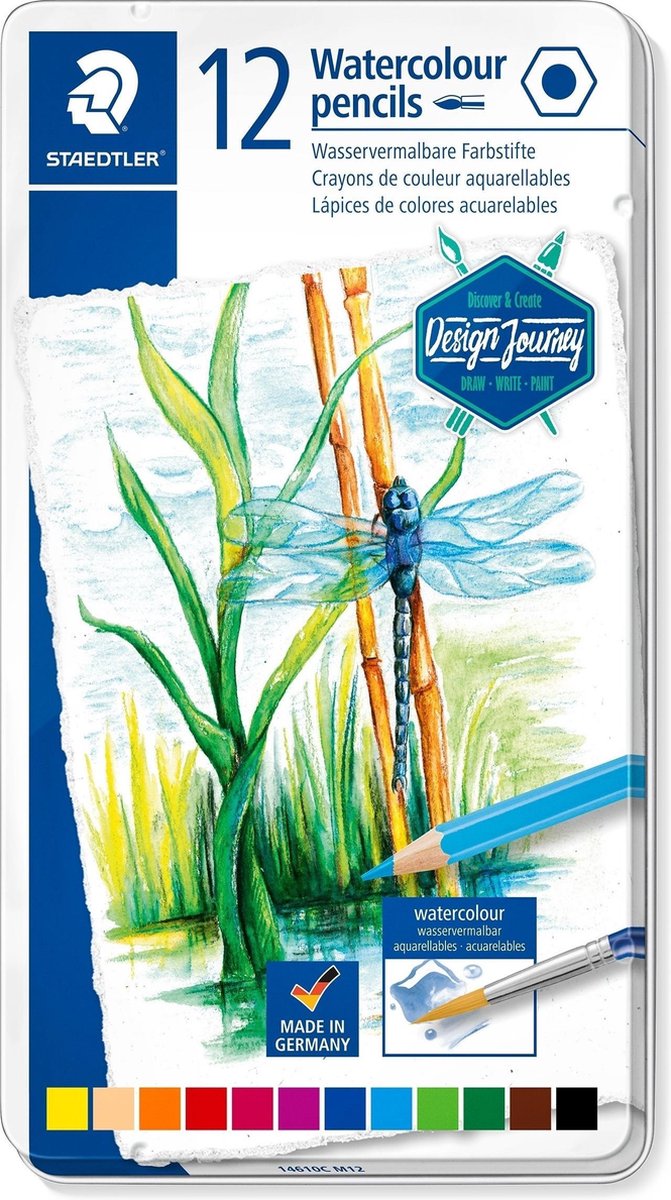 aquarel kleurpotloden - metalen etui 12 st