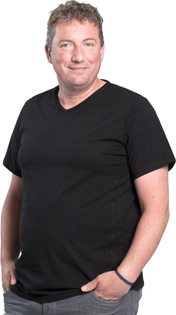 2XL 2pack T-shirt heren V-hals zwart | Grote maten V-hals T-shirt | Buikmaat 120 -128 cm buikomvang | XXL