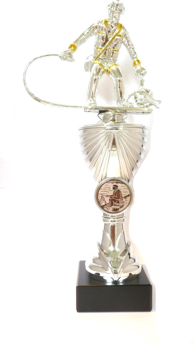 Vissersbeker 25 cm Kantvissen Brons - Vistrofee Vissen Prijs Viswedstrijd Beker Trofee