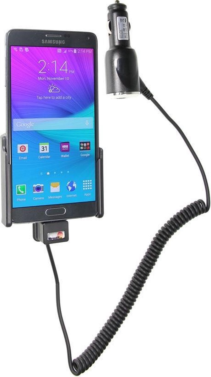 Brodit actieve houder roterend met sigarettenplug voor Samsung Galaxy TNote 4