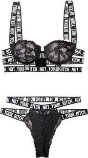 Kanten BH-Set Not Your Bitch - Dames Lingerie - L/XL - BH-Sets - Zwart - Discreet verpakt en bezorgd