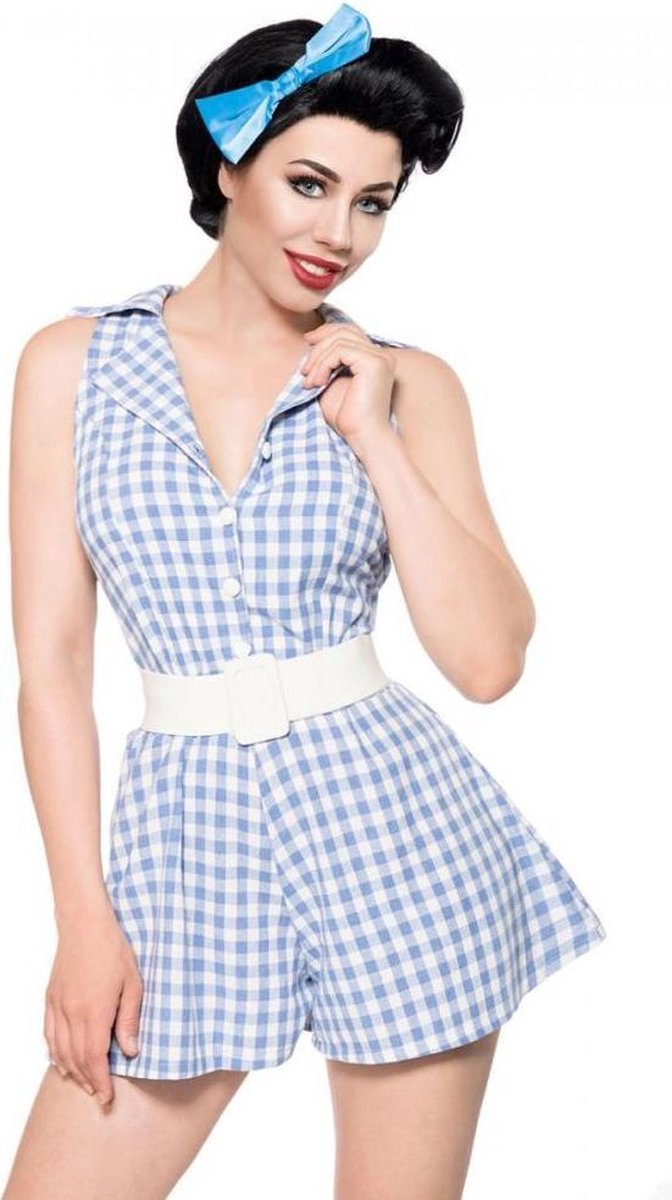 Belsira Playsuit -2XL- Retro Blauw/Wit