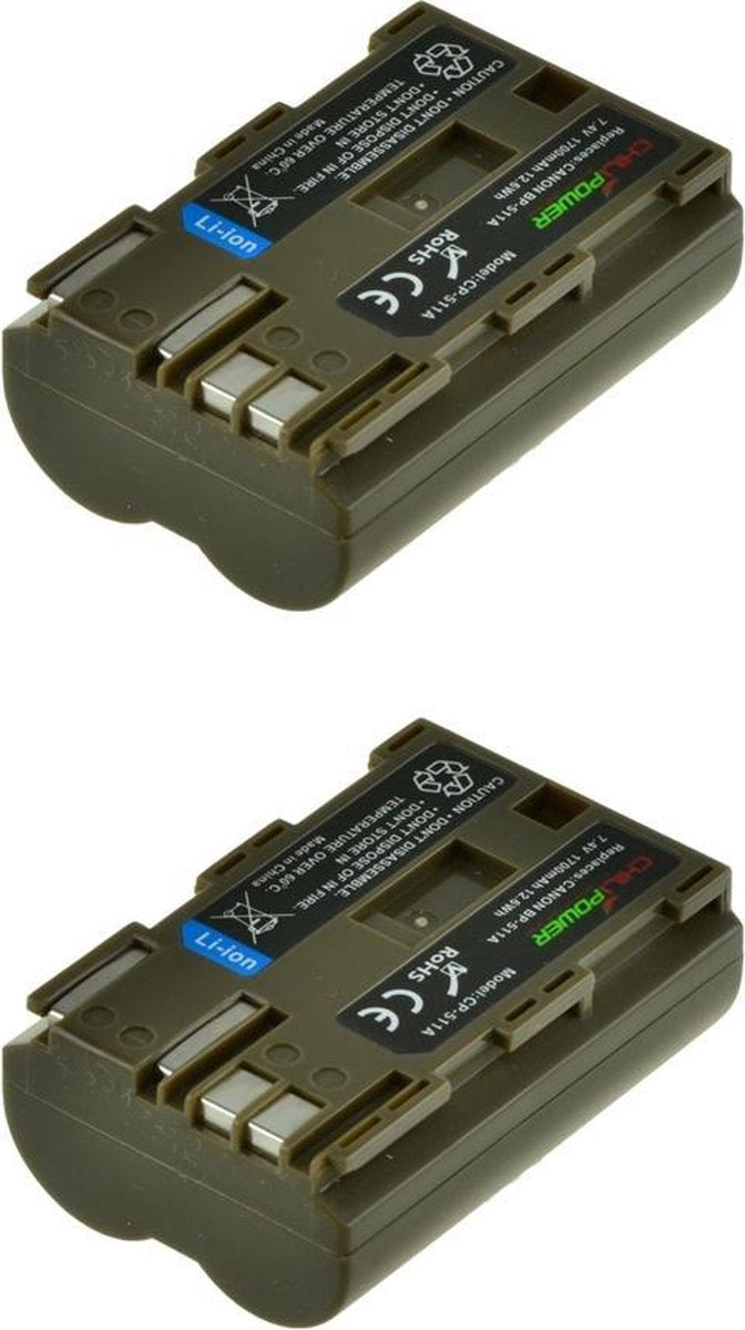 ChiliPower Canon BP-511 / BP-511A camera batterij - 2 stuks verpakking